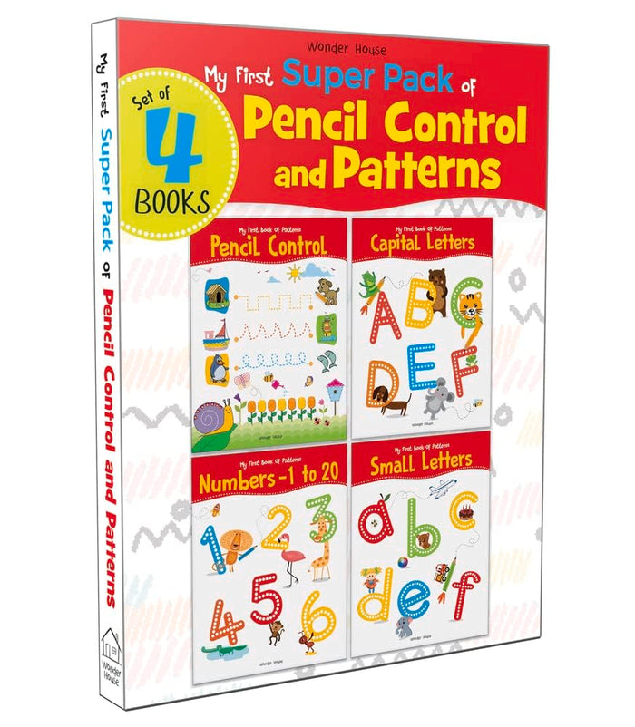 My First Super Boxset of Pencil Control and Patterns : Pack of 4 interactive activity books to practice Patterns, Numbers and Alphabet by Wonder House Books - Hardcover cover