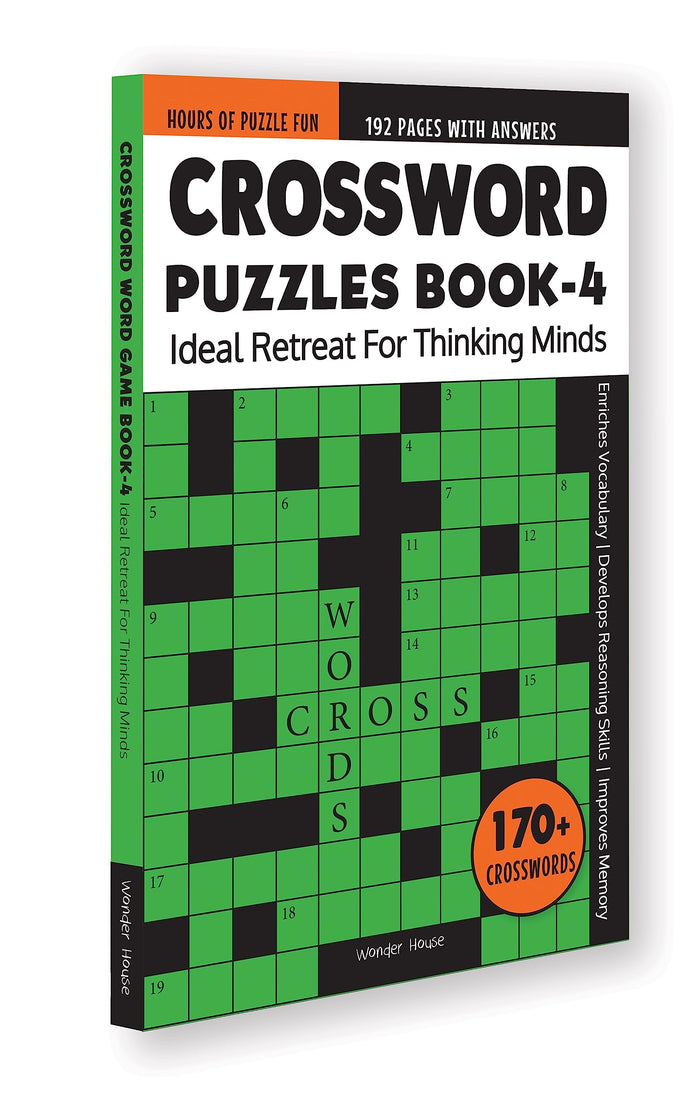 Crossword Puzzles Book 4 - 170+ Engaging Crossword Puzzles | 2000+ Words Vocabulary for Building | Puzzles with Answer Sheets |Boosts Cognitive Skills ... | Clear Markings | Bold Text in English by Wonder House Books - Paperback cover
