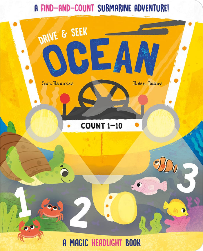 Drive & Seek Ocean - A Magic Find & Count Adventure (Drive & Seek - Magic Headlight Books) by Jenny Copper - Board Book cover