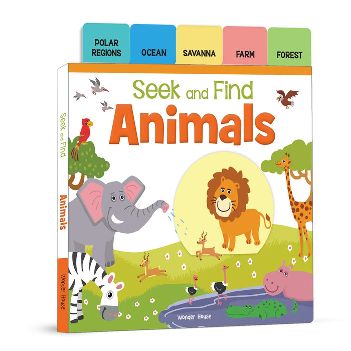 Seek And Find - Animals : Early Learning Board Books With Tabs by Wonder House Books - Board Book cover