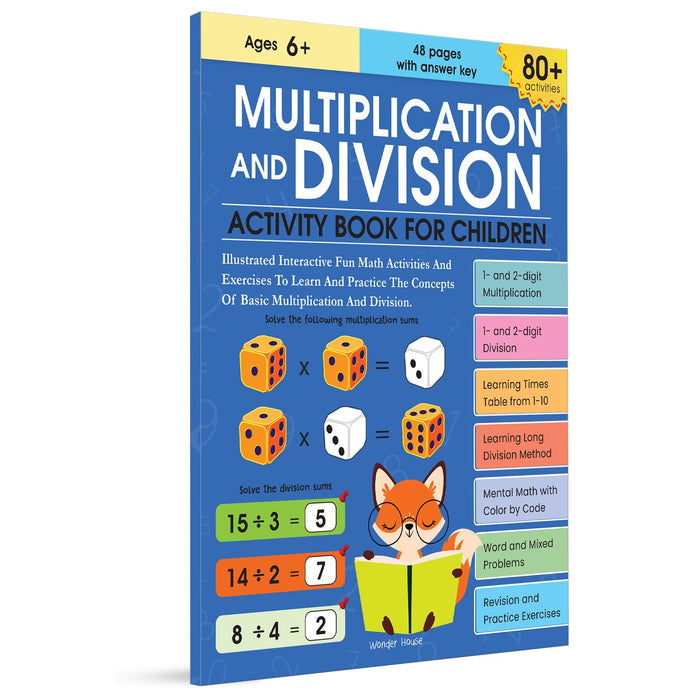 Multiplication and Division Activity Book For Children - 80+ Activities Inside by Wonder House Books - Paperback cover