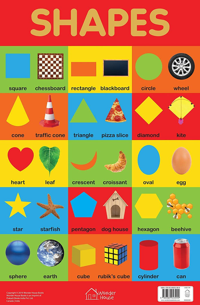 Shapes Chart - Early Learning Educational Chart For Kids: Perfect For Homeschooling, Kindergarten and Nursery Students (11.5 Inches X 17.5 Inches) by Wonder House Books - Hardcover cover
