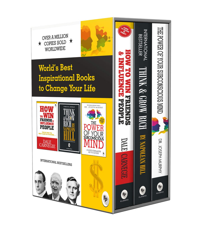 Worlds Best Inspirational Books to Change Your Life (Box Set of 3 Books) by Dale Carnegie, Napoleon Hill, Joseph Murphy - Paperback cover