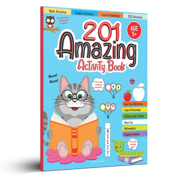 201 Amazing Activity Book - Fun Activities and Puzzles For Children: Spot The Difference, Logical Reasoning, Patterns & Tracing by Wonder House Books - Paperback cover