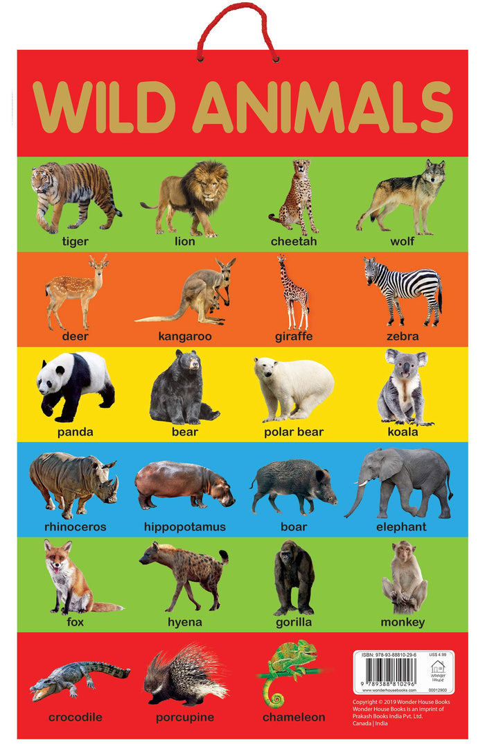 Wild Animals - Early Learning Educational Posters : Perfect For Kindergarten, Nursery and Homeschooling (19 Inches X 29 Inches) by Wonder House Books - Hardcover cover