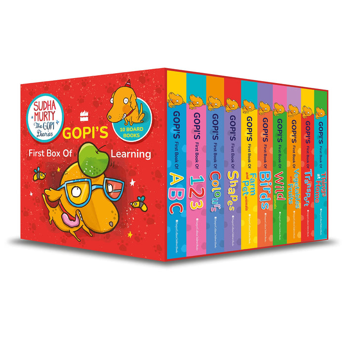 Gopi's First Box Of Learning: Based on Gopi the dog, from Sudha Murty's Gopi Diaries! Boxset of 10 Early Learning Board Books for Children (Age by Shamika Chaves - Board Book cover
