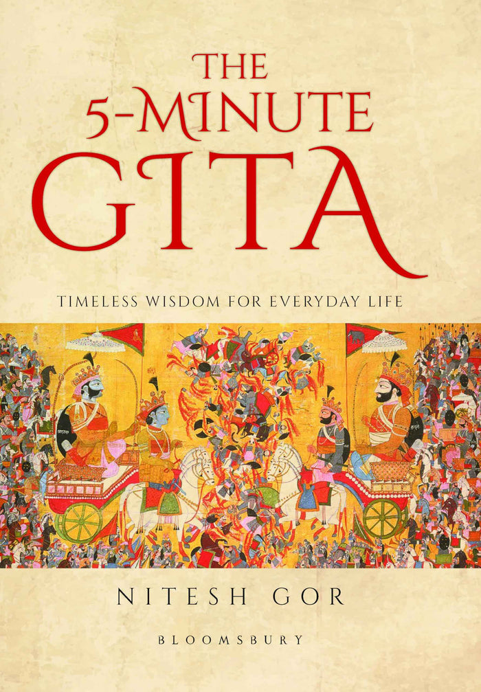 Front cover of the book 'The 5-minute Gita: Timeless Wisdom for Everyday Life' by Nitesh Gor.