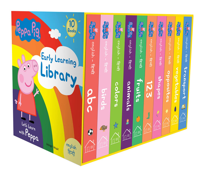 Peppa Pig Early Learning Library (English-Hindi): Boxset of 10 Board Books for Children by Wonder House Books - Board Book cover
