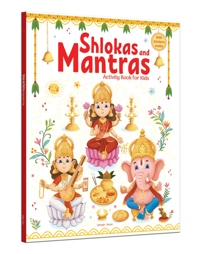 Shlokas and Mantras - Activity Book For Kids - Illustrated Book With Engaging Activities and Sticker Sheets by Wonder House Books - Paperback cover