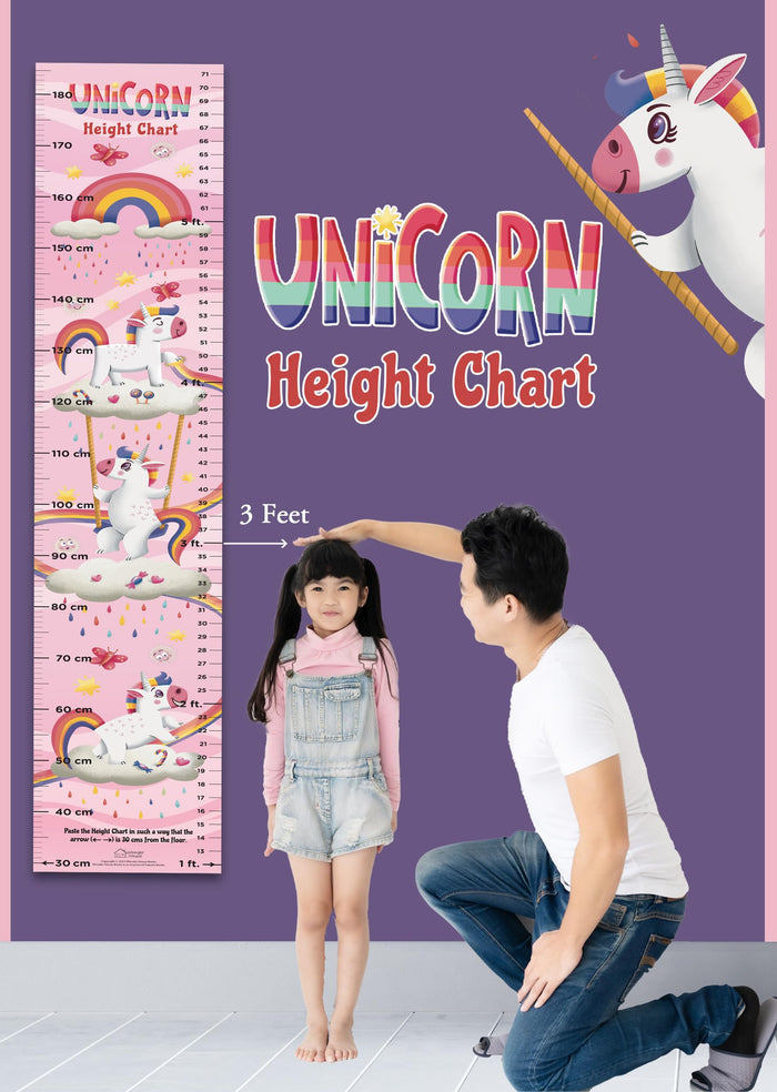 Unicorn Height Chart: Growth Chart With Measuring Ruler and Stick-on Tape by Wonder House Books - Wall Chart cover