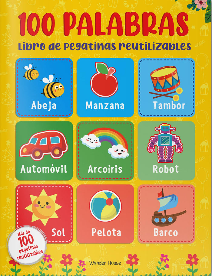 Reusable Sticker Book 100 Words - Spanish (Spanish Edition) by Wonder House Books - Paperback cover
