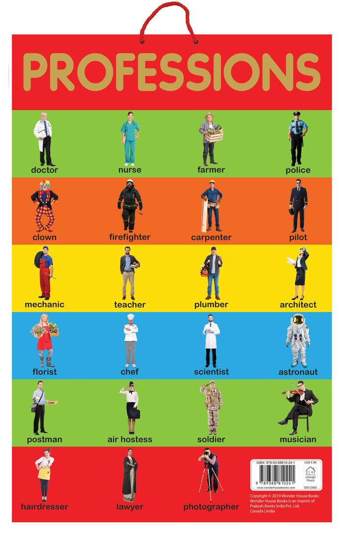 Professions - Early Learning Educational Posters For Children: Perfect For Kindergarten, Nursery and Homeschooling (19 Inches X 29 Inches) by Wonder House Books - Hardcover cover