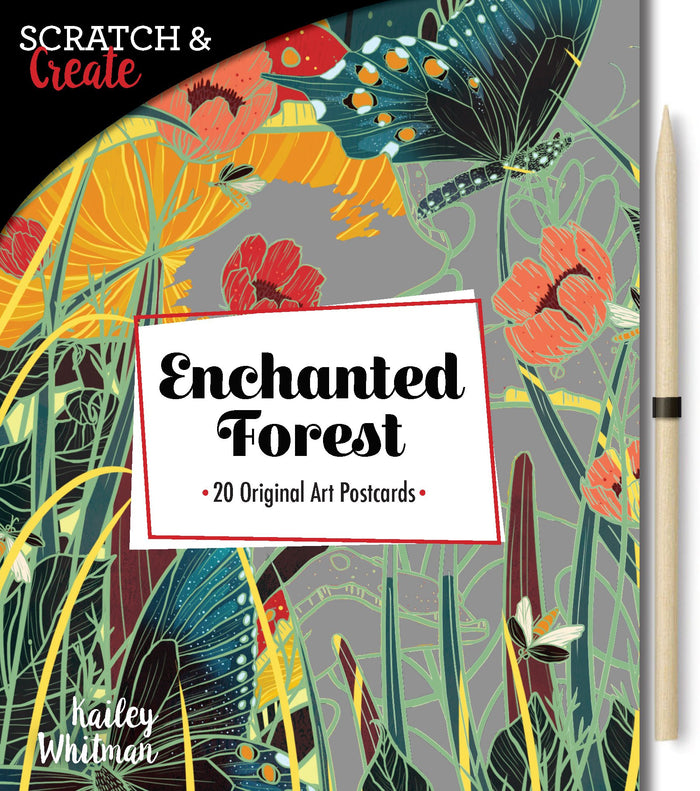 Scratch & Create: Enchanted Forest: 20 original art postcards by Kailey Whitman - Paperback cover