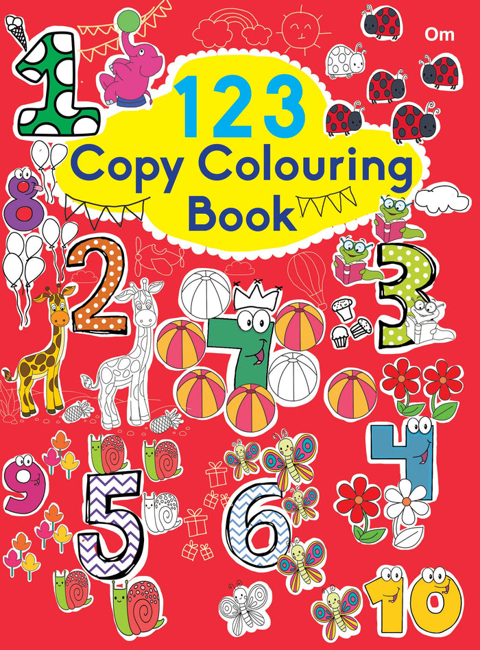 Front cover of the book 'Copy Colouring Book 123' by Om Books.