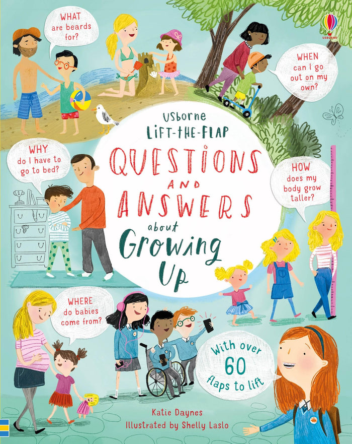 Lift-the-Flap Questions & Answers about Growing Up by Katie Daynes - Board Book cover