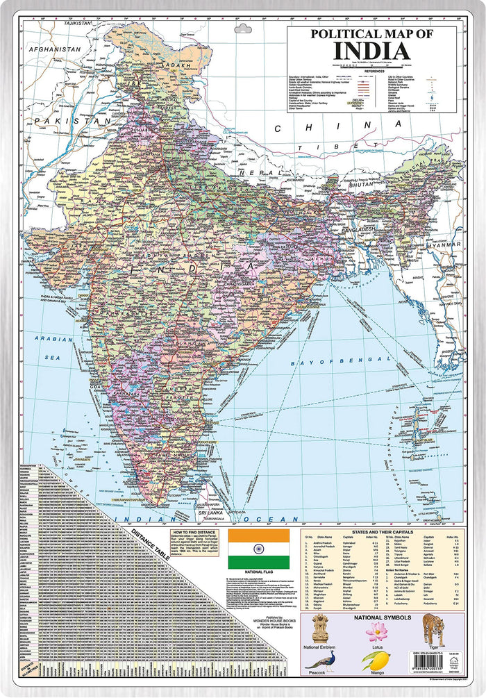 Political Map Of India : Latest Map Of India With The Two New Union Territories Of Jammu & Kashmir And Ladakh (30 Inches X 20 Inches) by Wonder House Books - Paperback cover