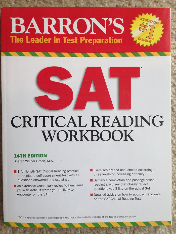 Barron's SAT Critical Reading Workbook by Sharon Weiner Green M.A. - Paperback cover
