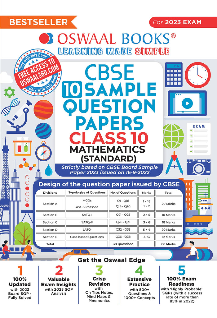 Oswaal CBSE Sample Question Papers Class 10 Mathematics Standard Book for 2023 Board Exam by Oswaal Editorial Board - Paperback cover